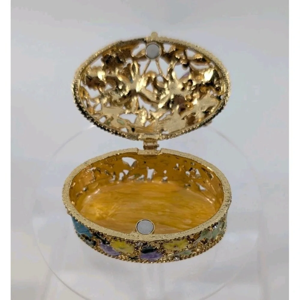 Bejeweled Cherub Angel With Butterfly‎ Trinket Box Multicolor